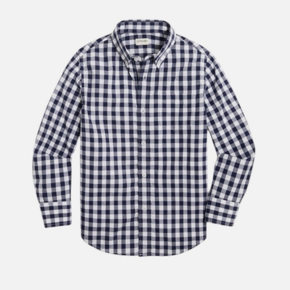 J. Crew Crewcuts Navy Gingham Button-Up Shirt